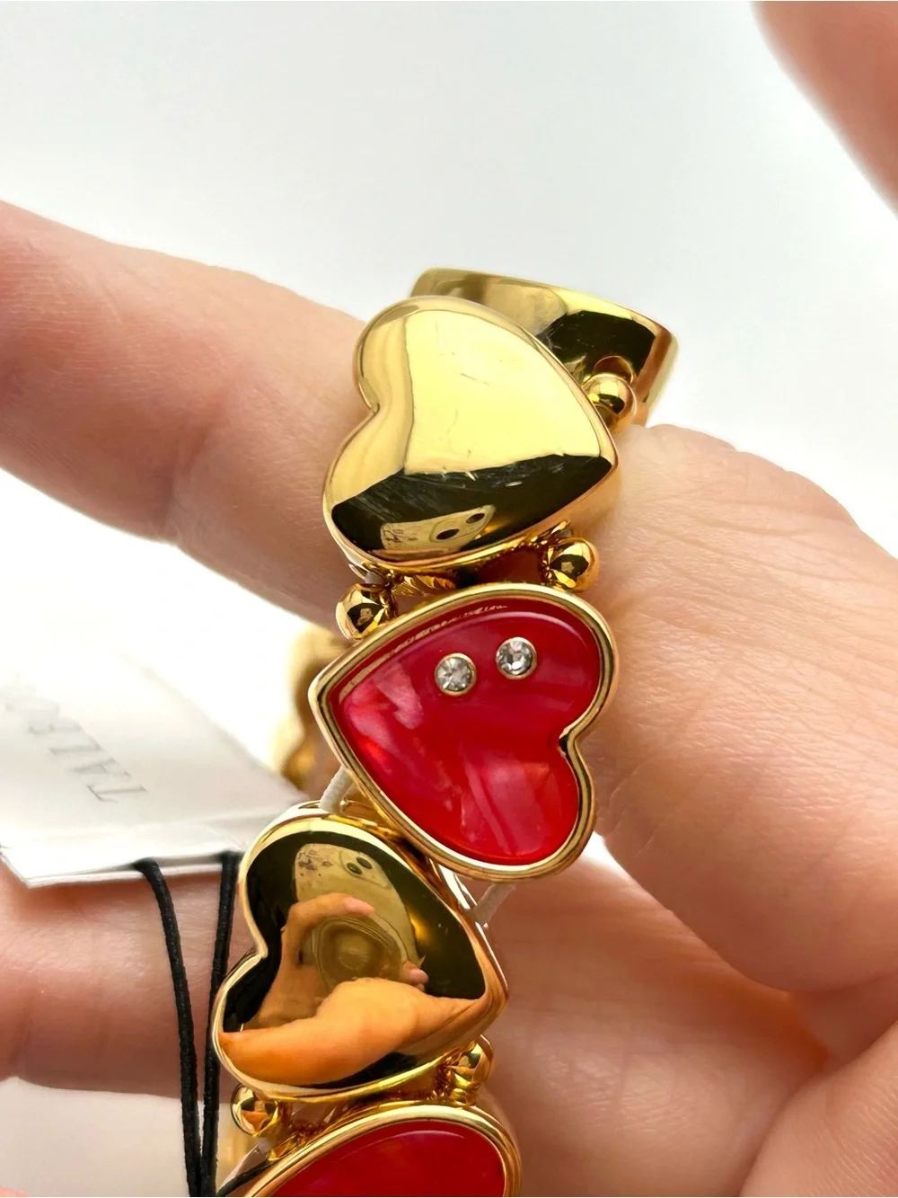 Talbots Red and Gold Hearts Stretch Bracelet NWT